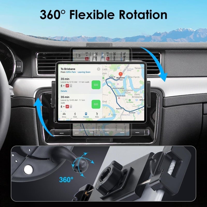 EEEKit 2 in 1 CD Slot Tablet Car Mount, Universal 360Â° Rotation CD Player Car Phone Holder for 4-11in Devices, Black - Image 5