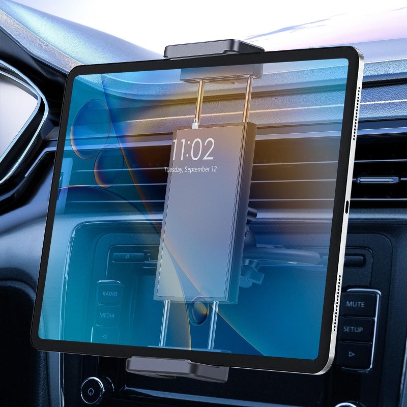EEEKit 2 in 1 CD Slot Tablet Car Mount, Universal 360Â° Rotation CD Player Car Phone Holder for 4-11in Devices, Black - Image 1