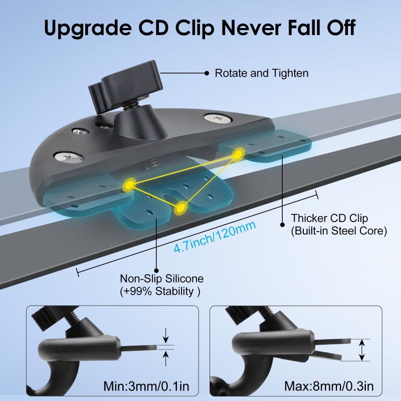 EEEKit 2 in 1 CD Slot Tablet Car Mount, Universal 360Â° Rotation CD Player Car Phone Holder for 4-11in Devices, Black - Image 3