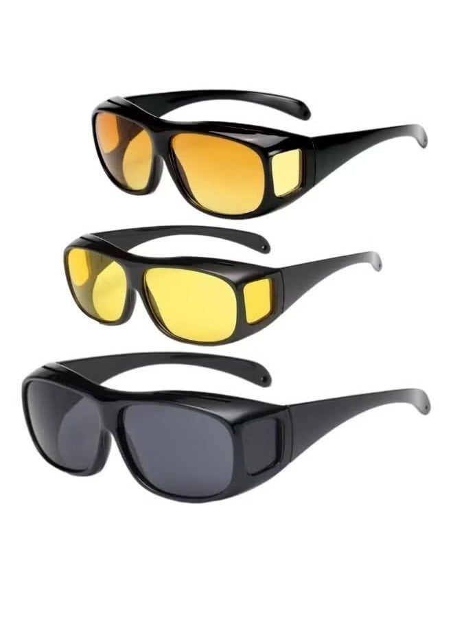 Generic 3 PCS Goggles Anti-UV Dustproof Windproof Motorcycle Sunglasses Outdoor Cycling Glasses Desert Sand Dust Mirror Bicycle Mirrors Sports Glasses Driving Night Vision Sports Safety Glasses - Image 1