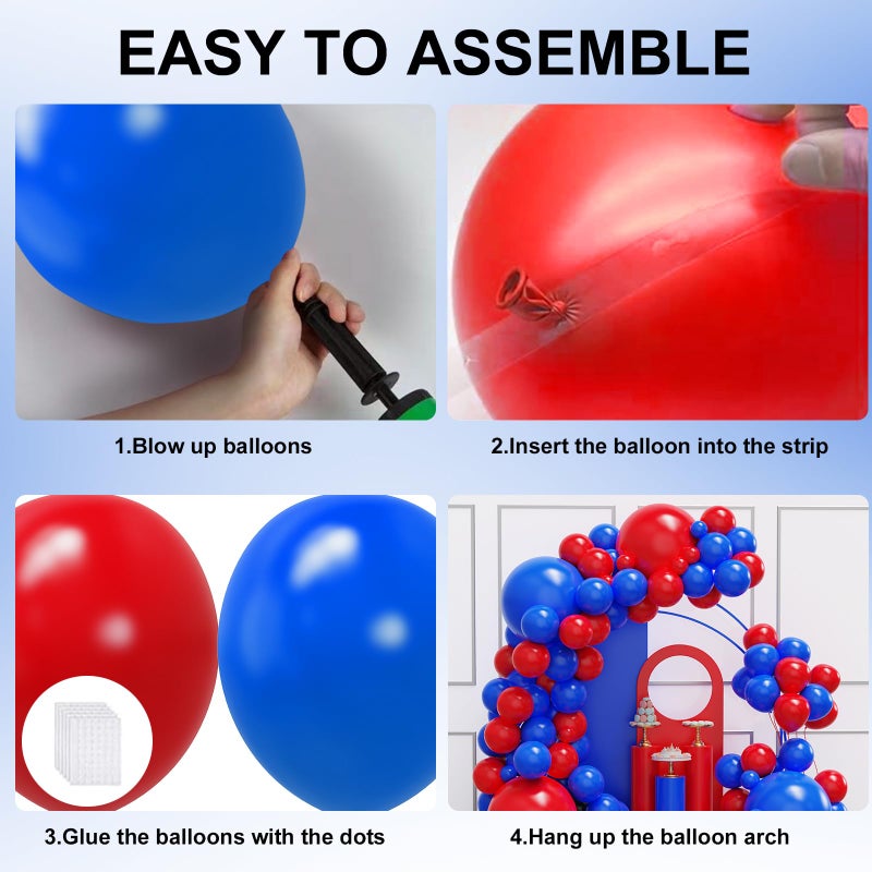 Ymsz Red And Blue Balloon Garland Arch Kit  134Pcs Royal Blue And Red Latex Balloons For Birthday  Graduation  Independence Day Decorations - Image 3