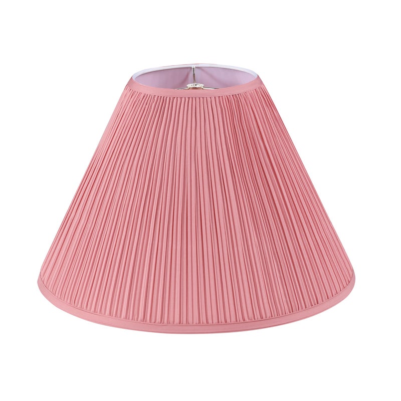 Aspen Creative 33027, Hardback Empire Transitional Spider Lamp Shade, Mushroom Pleated Rose Pink Faux Silk Fabric, 7" Top x 18" Bottom x 13" Slant Height - Image 1