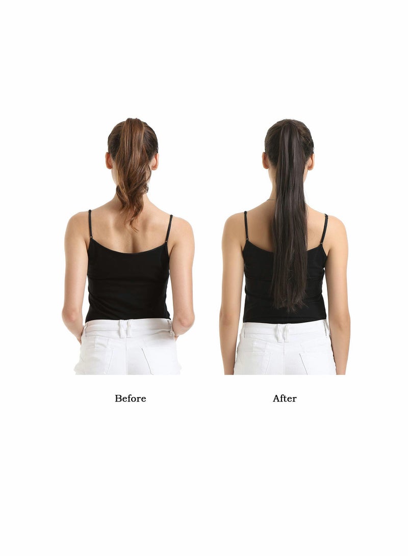 KASTWAVE 26 Inch (66.04 cm) Hair Piece Ponytail Extension Long Straight Wrap Clip Synthetic Fiber For Ladies (brown and gold) - Image 3