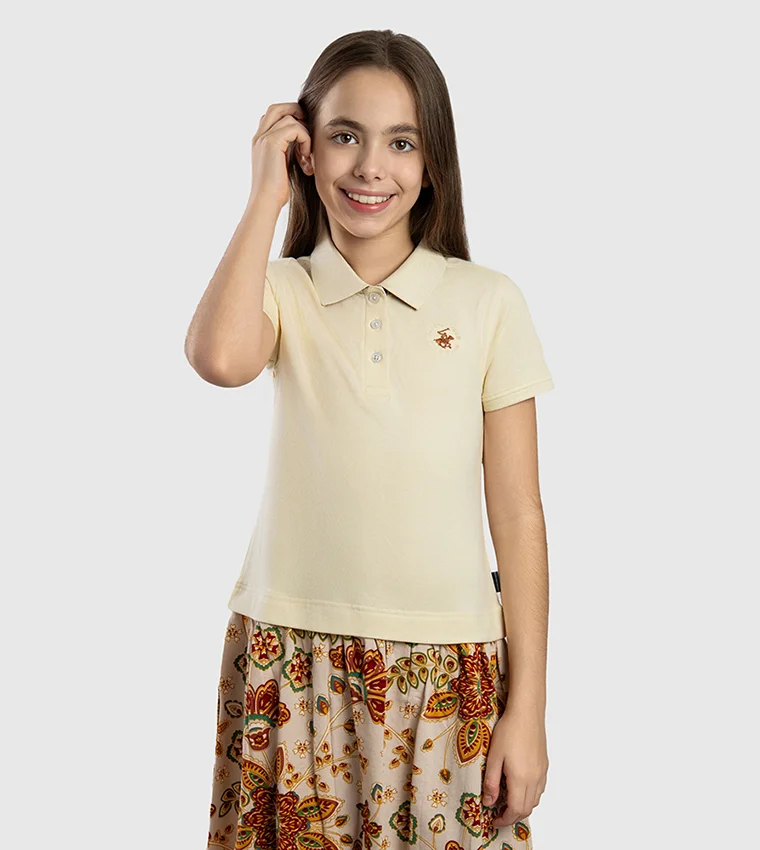 بيفرلي هيلز بولو كلوب Bhpc Kids Ivory Mid Dress