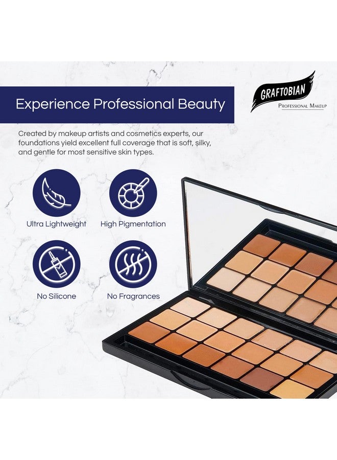 Graftobian مجموعة كريم أساس HD Glamour Creme Warm Super Palette 18 لونًا كريميًا دافئًا عالي الدقة - Image 4