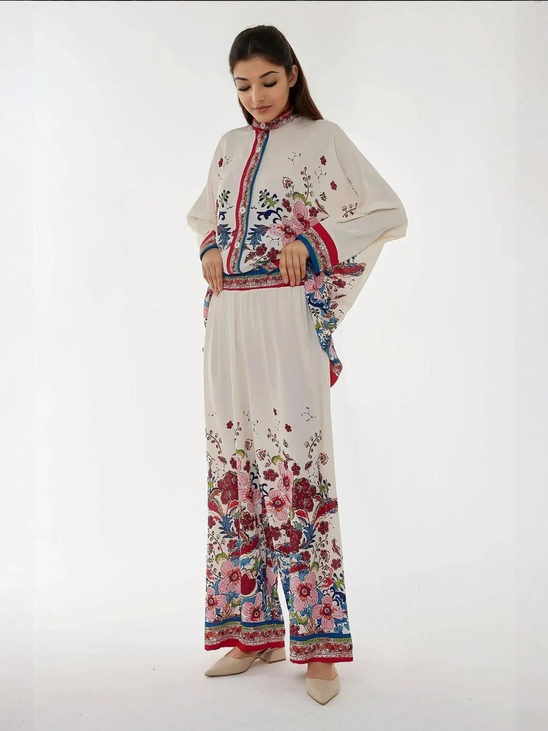 HICCUP Printed High Waist Kimono-Pants Co-ord Set - Image 4