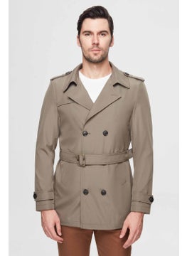 D'S DAMAT Ds Damat Regular Fit Khaki Epaulette Waist Belted Overcoat/Trench Coat  - Image 1