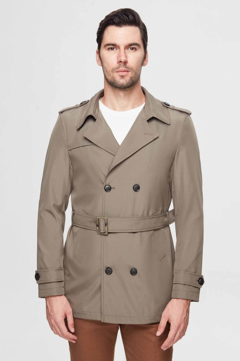 D'S DAMAT Ds Damat Regular Fit Khaki Epaulette Waist Belted Overcoat/Trenckot 1HF08ORT00013 - Image 1
