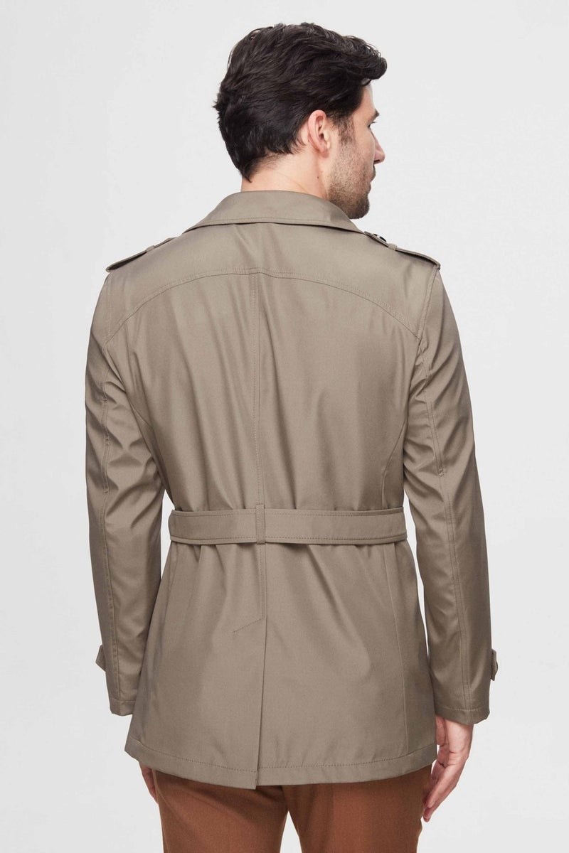 D'S DAMAT Ds Damat Regular Fit Khaki Epaulette Waist Belted Overcoat/Trenckot 1HF08ORT00013 - Image 4