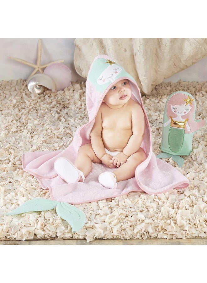 Baby Aspen Simply Enchanted Mermaid 4 Piece Bathtime Gift Set - Image 2