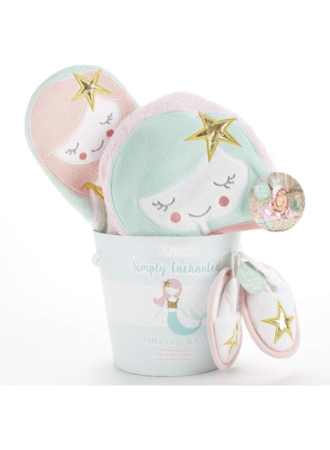 Baby Aspen Simply Enchanted Mermaid 4 Piece Bathtime Gift Set - Image 1