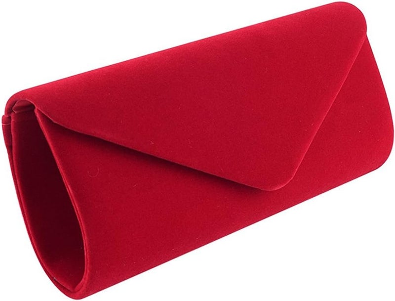 Women's night bag, with removable chain strap for wedding, cocktail, party,, solid color (red) - Image 2