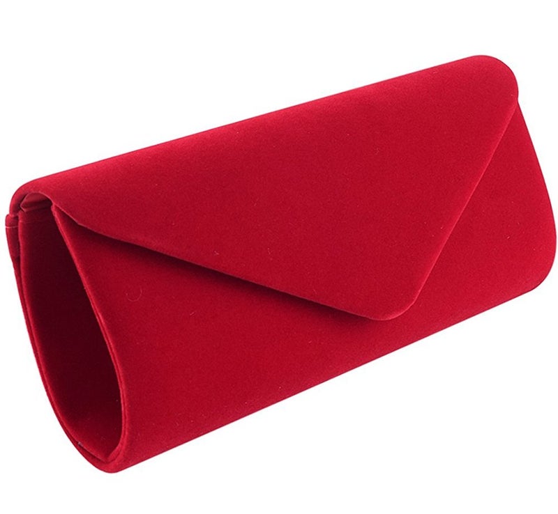 Women's night bag, with removable chain strap for wedding, cocktail, party,, solid color (red) - Image 1