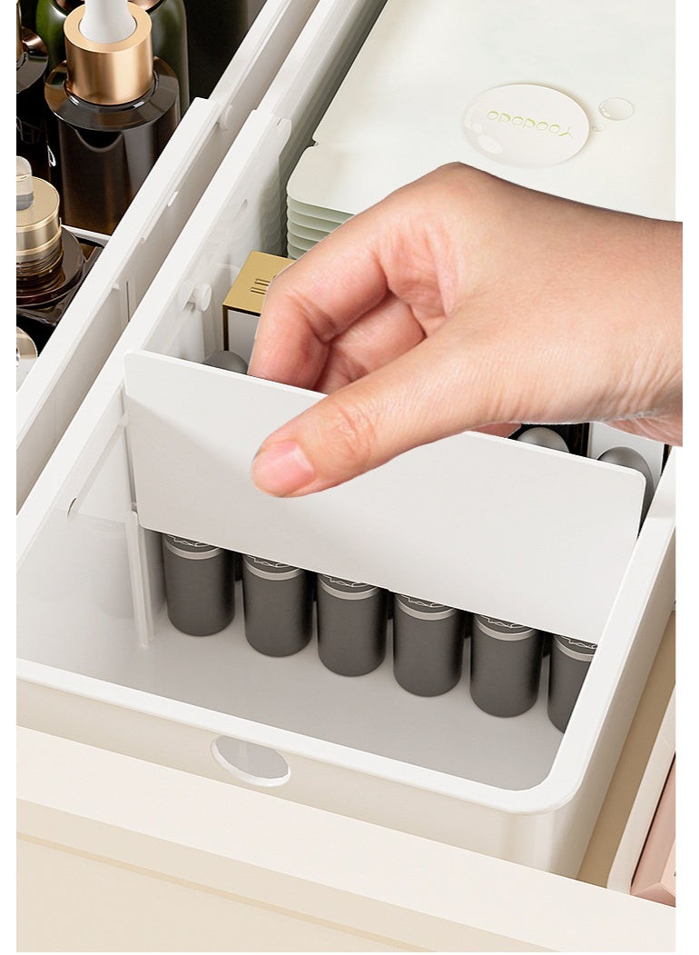 هومستر 4 حزمة منظمي الدرج البلاستيكي مجموعة، صناديق تخزين المكياج القابلة للتوسع، صناديق منظم الدرج المكتب مع المقسمات القابلة للتعديل، لغرفة النوم، الحمام، الملابس، أدوات المطبخ الأبيض - Image 4