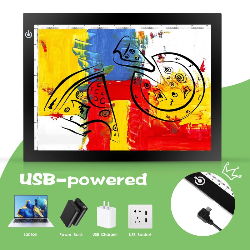 KIVOTAC A3 Tracing Light up Box,LED Light Pad Ultra-Thin USB Powered Brightness Dimmable LED Tracing Board for Drawing, Weeding Vinyl, Diamond Art, Sketching and Animation - Image 4
