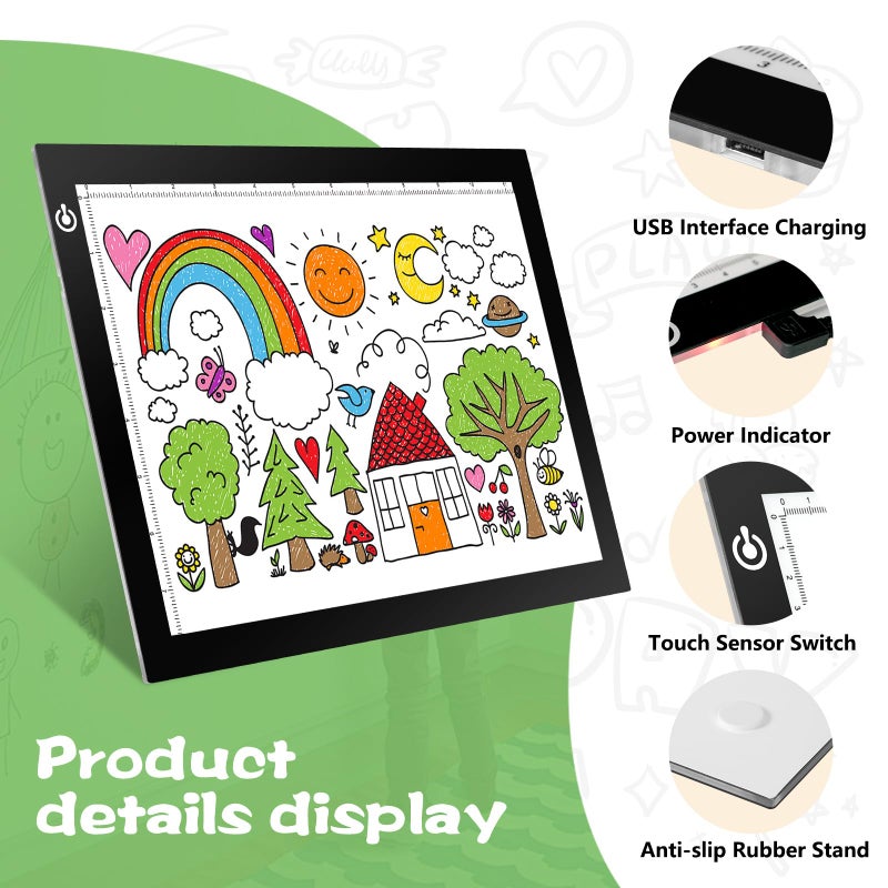 KIVOTAC A3 Tracing Light up Box,LED Light Pad Ultra-Thin USB Powered Brightness Dimmable LED Tracing Board for Drawing, Weeding Vinyl, Diamond Art, Sketching and Animation - Image 2