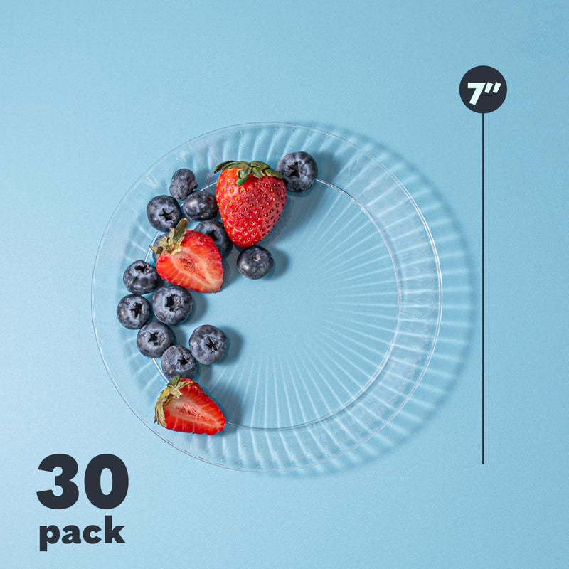 PLASTICPRO بلاستيك برو 30 عبوة أطباق بلاستيكية شفافة بحجم 7 بوصات للأطباق العشاء للمناسبات الخاصة والحفلات - Image 4