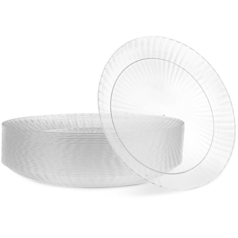 PLASTICPRO بلاستيك برو 30 عبوة أطباق بلاستيكية شفافة بحجم 7 بوصات للأطباق العشاء للمناسبات الخاصة والحفلات - Image 1