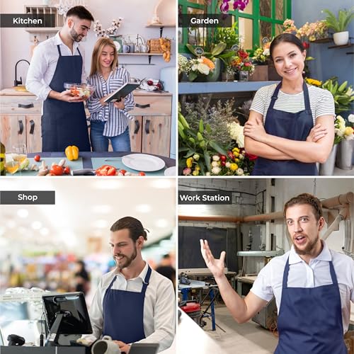 Cranique Polyester Kitchen Apron with Adjustable Strap Two Pockets for Women & Men | Free Size Apron for Kitchen, Hotel, Cafe, Restaurant, Salon, Workshop, Garage, Drawing, Cooking Apron – Blue - Image 5
