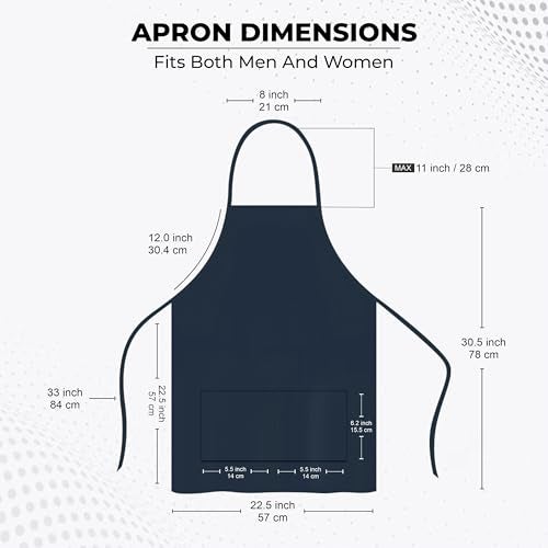 Cranique Polyester Kitchen Apron with Adjustable Strap Two Pockets for Women & Men | Free Size Apron for Kitchen, Hotel, Cafe, Restaurant, Salon, Workshop, Garage, Drawing, Cooking Apron – Blue - Image 4