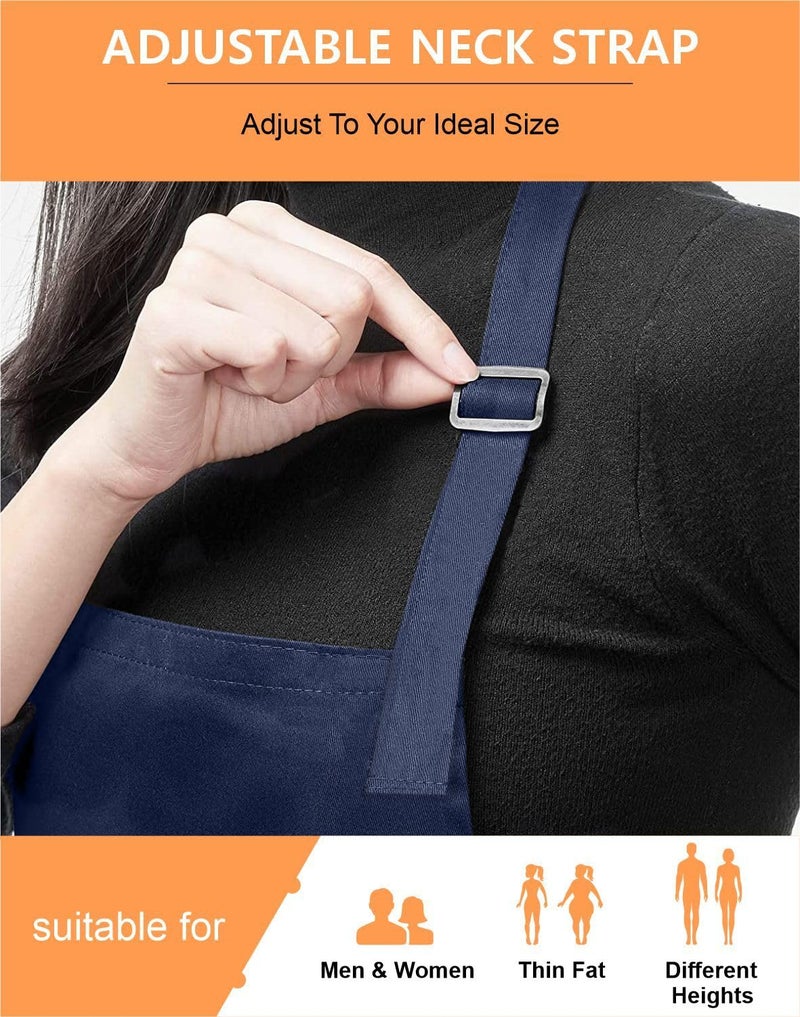 Cranique Polyester Kitchen Apron with Adjustable Strap Two Pockets for Women & Men | Free Size Apron for Kitchen, Hotel, Cafe, Restaurant, Salon, Workshop, Garage, Drawing, Cooking Apron – Blue - Image 2