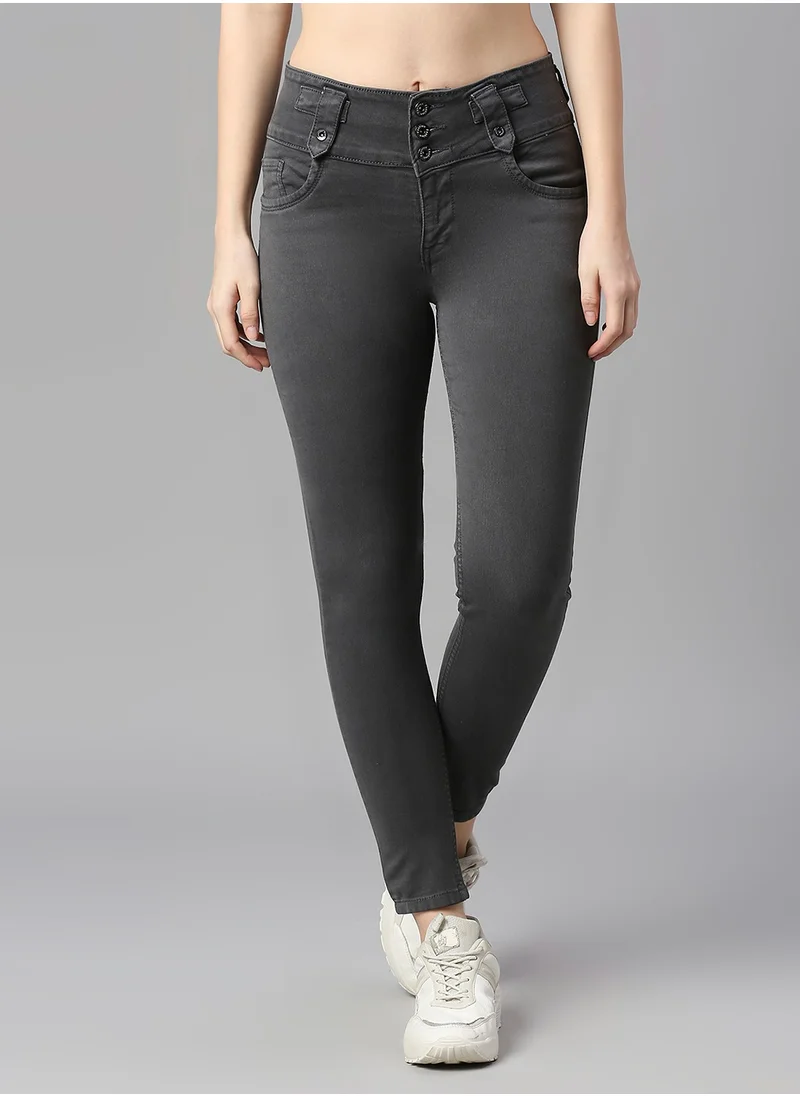 هاي ستار Women Grey Slim Fit High-Rise Clean Look Stretchable Jeans