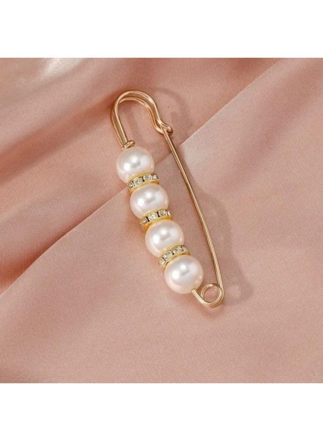 5 Pcs Multi-Color Pearl Brooch Pins for Women – Fashion Clips, Crafts, Sweater & Shawl Accessories - Image 5