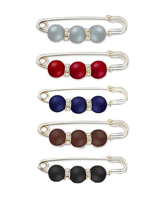 5 Pcs Multi-Color Pearl Brooch Pins for Women – Fashion Clips, Crafts, Sweater & Shawl Accessories - Image 1