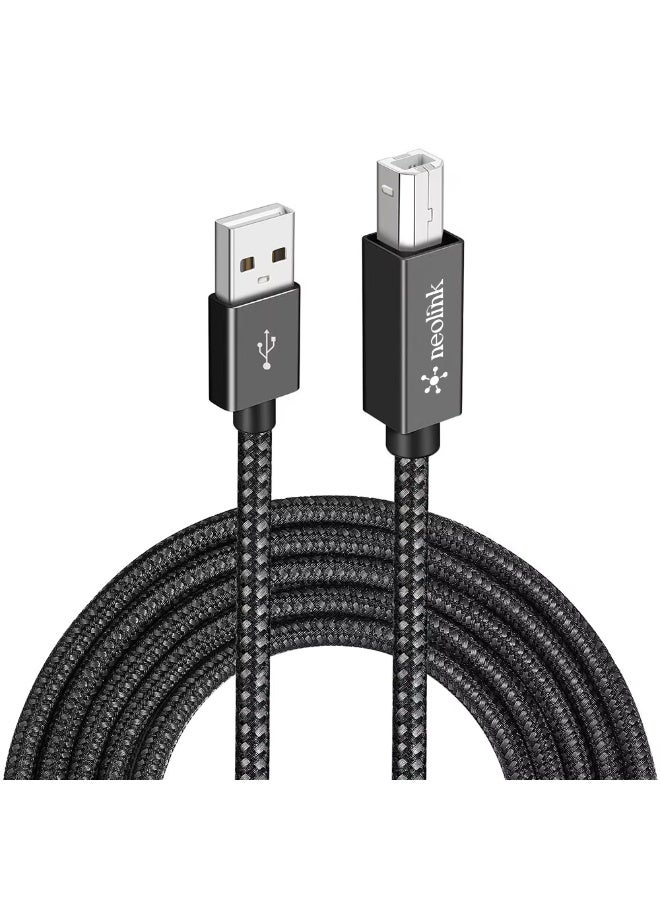 neolink كابل طابعة NEOLINK بطول 2م، كابل USB 2.0 A إلى B ذكر متوافق مع طابعات USB من النوع B والماسحات الضوئية إبسون، HP DeskJet/Envy، كانون، ليكسمارك، سامسونج، ديل، بيانو رقمي - Image 1