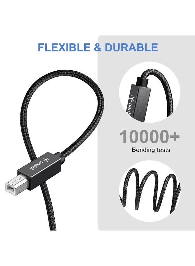 neolink كابل طابعة NEOLINK بطول 2م، كابل USB 2.0 A إلى B ذكر متوافق مع طابعات USB من النوع B والماسحات الضوئية إبسون، HP DeskJet/Envy، كانون، ليكسمارك، سامسونج، ديل، بيانو رقمي - Image 2