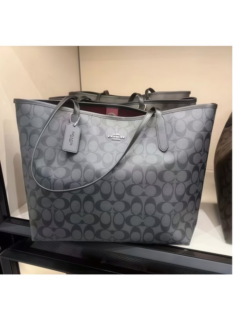 حقائب كوتش أوتليتحقيبة يد كوتش سيتي توت من القماش المميز - موضة نسائية متعددة الاستخدامات، بسعة كبيرة، حجم كبير، حقيبة يمكن حملها باليد أو على الكتف