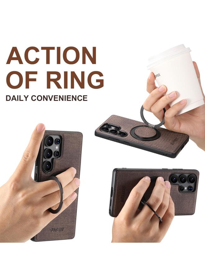 Suteni Case For Samsung Galaxy S23 Ultra 5G G3 Oil Wax 360 Rotation Holder MagSafe Back Phone Case - Image 2