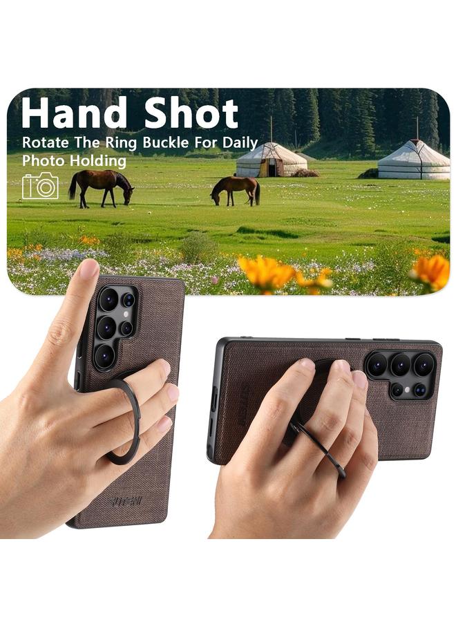 Suteni Case For Samsung Galaxy S23 Ultra 5G G3 Oil Wax 360 Rotation Holder MagSafe Back Phone Case - Image 4