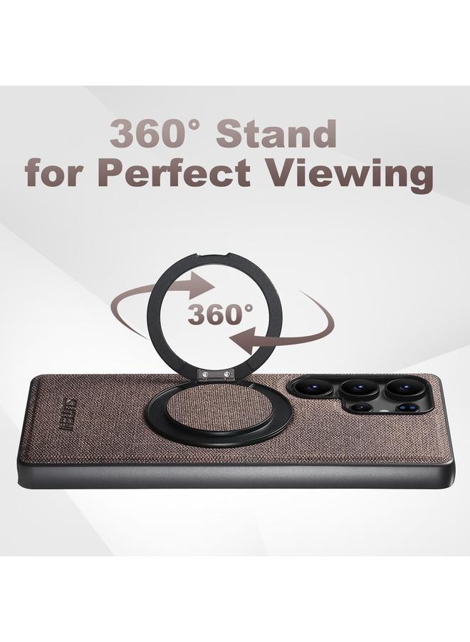 Suteni Case For Samsung Galaxy S23 Ultra 5G G3 Oil Wax 360 Rotation Holder MagSafe Back Phone Case - Image 3