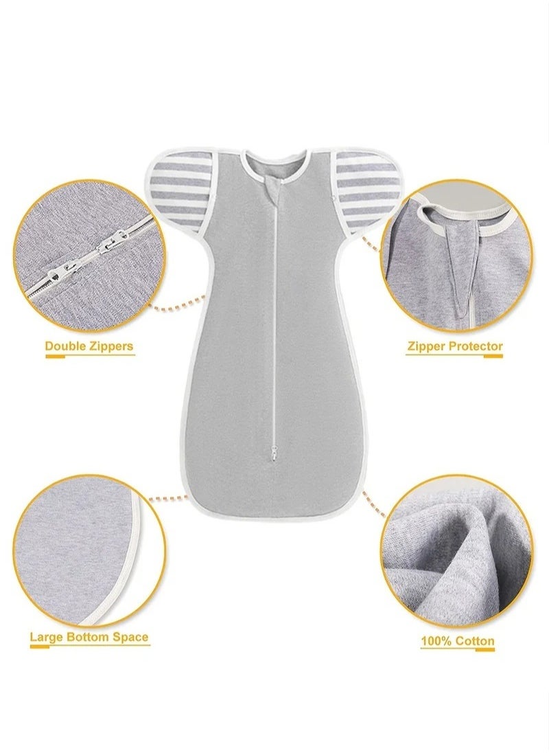 DOOKOO 4 PCS Baby Swaddle Blanket Sack, Baby Sleeping Bag with Arms Free Design, Transition to Arm Freedom Wearable for Newborn Girl and Boy, 100% Breathable Cotton 0-3Months  - Image 4