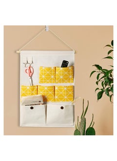 KASTWAVE Organizer Storage, Hanging Organizer Storage, 7 Pockets, for Fabric Wall Door Storage Bag (2 Packs, Yellow+Green)  - Image 5