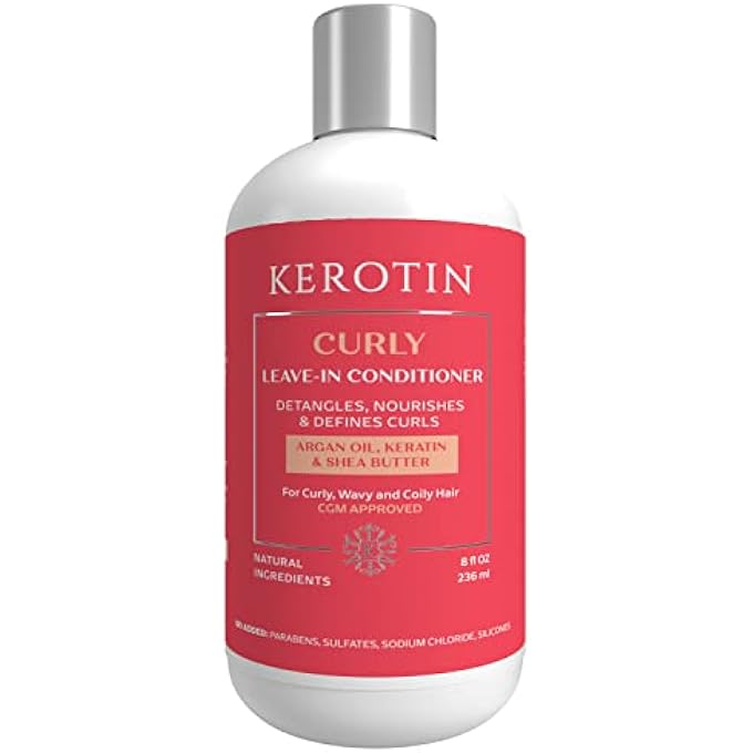 KEROTIN LEAVE-IN CONDITIONER - CURL AND WAVY HAIR - DETANGLER, MOISTURIZING AND ANTI-FRIZZ . CURLY GIRL METHOD APPROVED CREAM WITH ARGAN OIL AND NATURALBUTTER. - Image 1