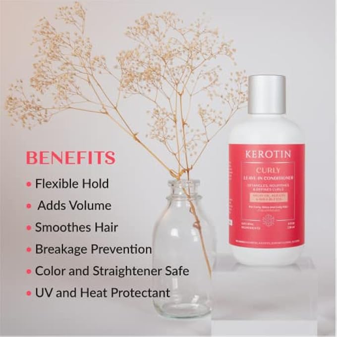 KEROTIN LEAVE-IN CONDITIONER - CURL AND WAVY HAIR - DETANGLER, MOISTURIZING AND ANTI-FRIZZ . CURLY GIRL METHOD APPROVED CREAM WITH ARGAN OIL AND NATURALBUTTER. - Image 3