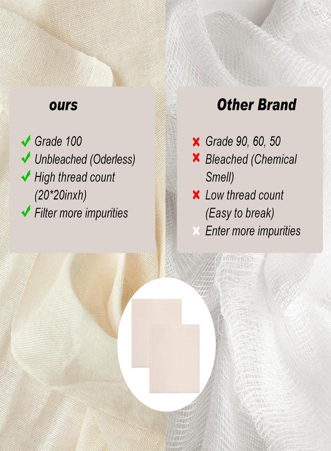 YJWZWE 2 Pack Cheese Cloths for Straining Grade 100 Hemmed Cheesecloth Unbleached Cotton Muslin Cloth Reusable for Cheese Making 20x20 Inch - Image 3