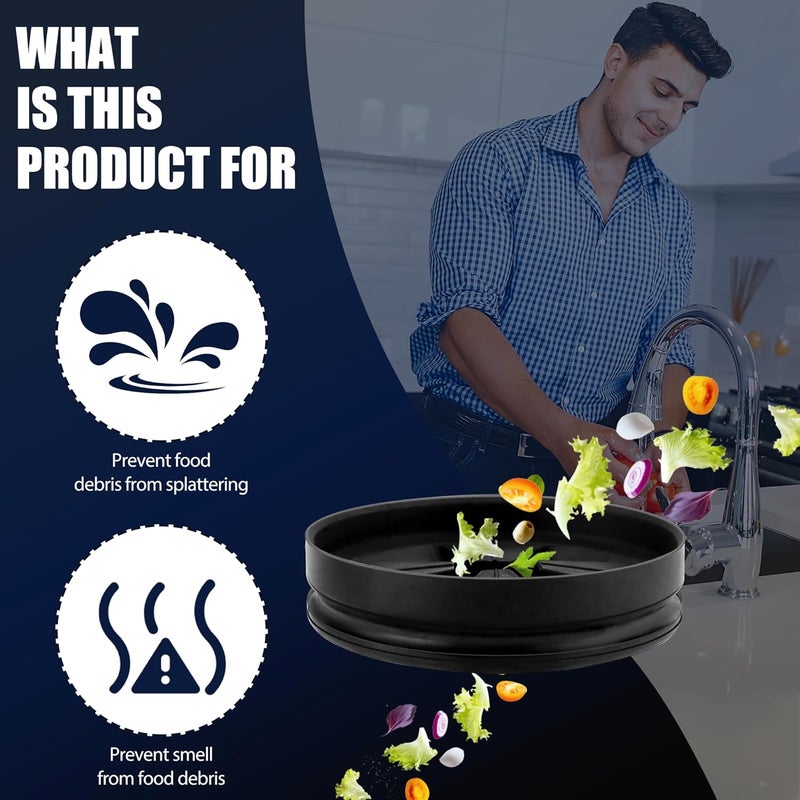 Funmit 3 3/8" Garbage Disposal Splash Guards Sink Baffle QCB-AM Replacement for InSinkErator Evolution Series, Upgraded Removable Quiet Collar Drain Plugs, Garbage Disposer Accessories, Black - Image 3