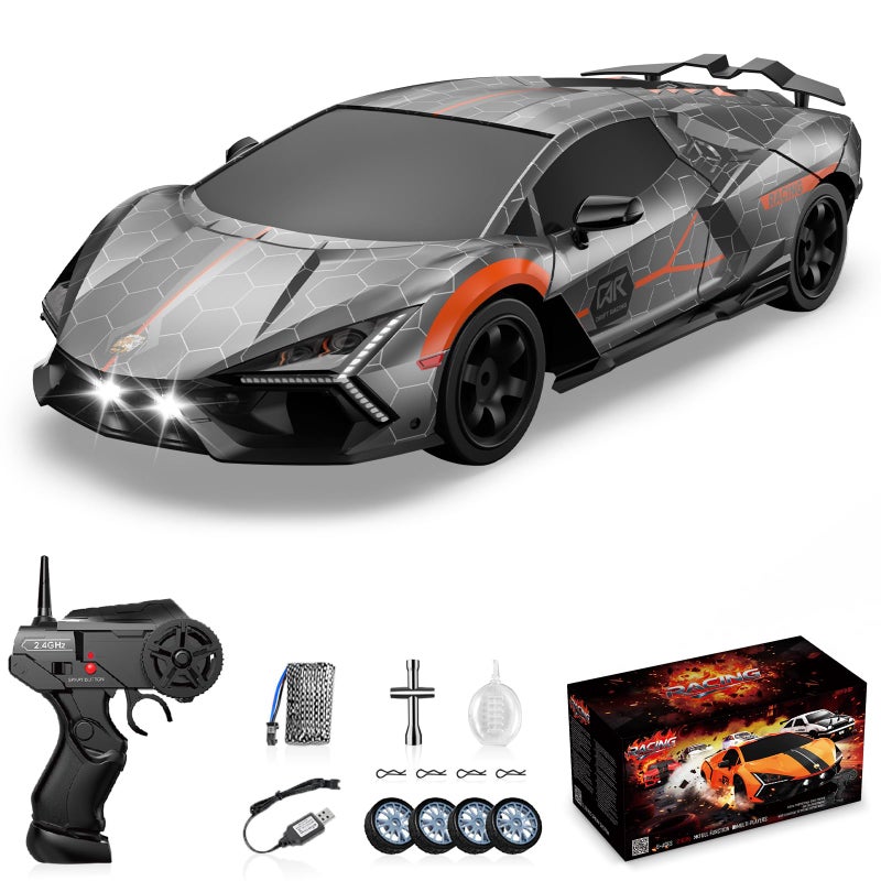 Sakeye RC Drift Car Remote Control Cars for Boys 24GHz Drifting RC Car 124 4WD Racing Hobby Sport Cars Toys for Adults with LED Lights Rechargeable Battery and Drifting Tires Gift for Kids Girls - Image 3