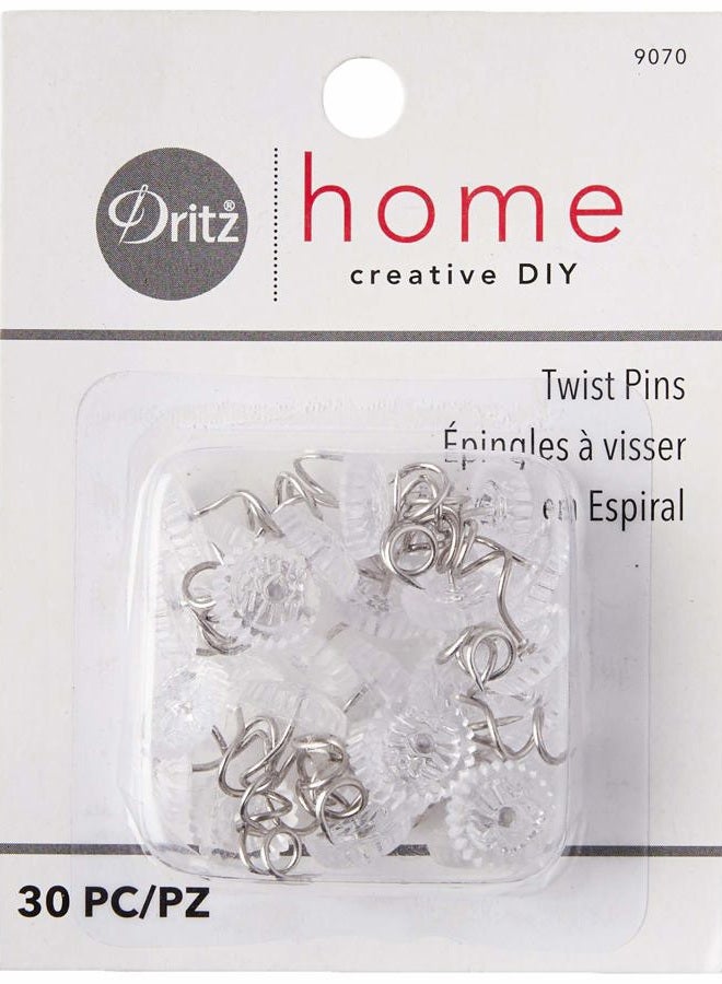 Dritz Home 9070 Twist Pins with Clear Heads (30-Piece) - Image 1