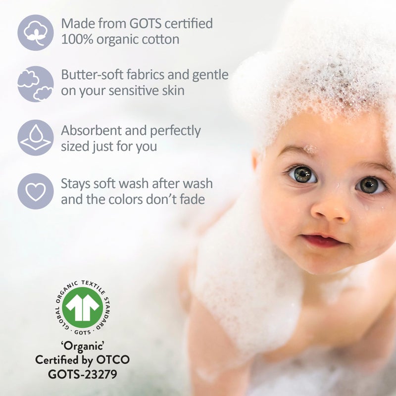 Butterblu River 10-Pack Baby Terry Washcloths 100% Organic Cotton Absorbent for Baby and Toddler Boys & Girls, Sorbet Frost Rainbow, One Size - Image 4