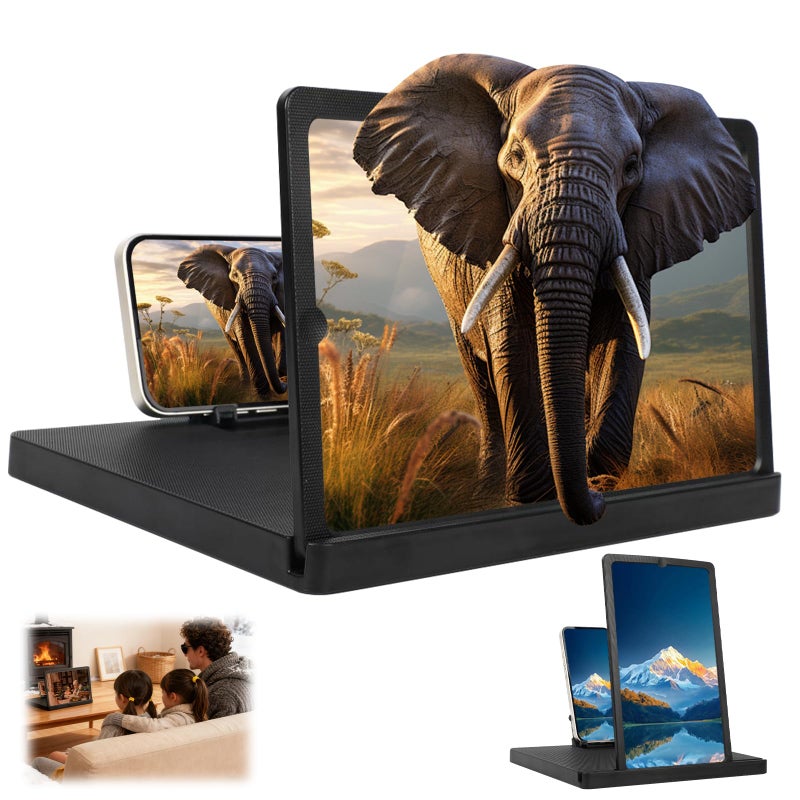 Movued Big Screen Phone Magnifier,HD Screen Expander, Foldable Phone Stand with Movie Screen Amplifier for Travel, Portable 3D Magnifying Screen for Elderly, with All Phones (12 in) - Image 1