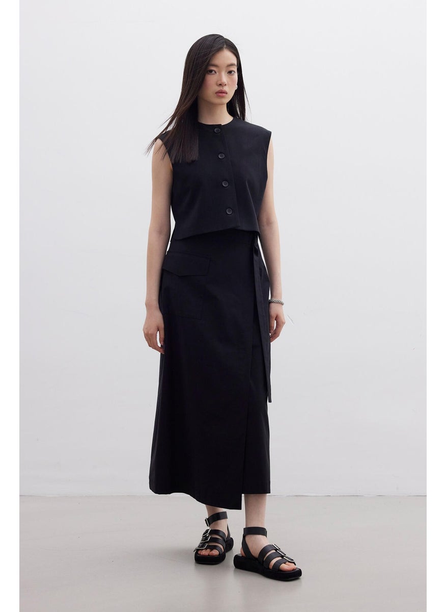 Manuka - Double Breasted Pocket Detailed Skirt Black - Image 1