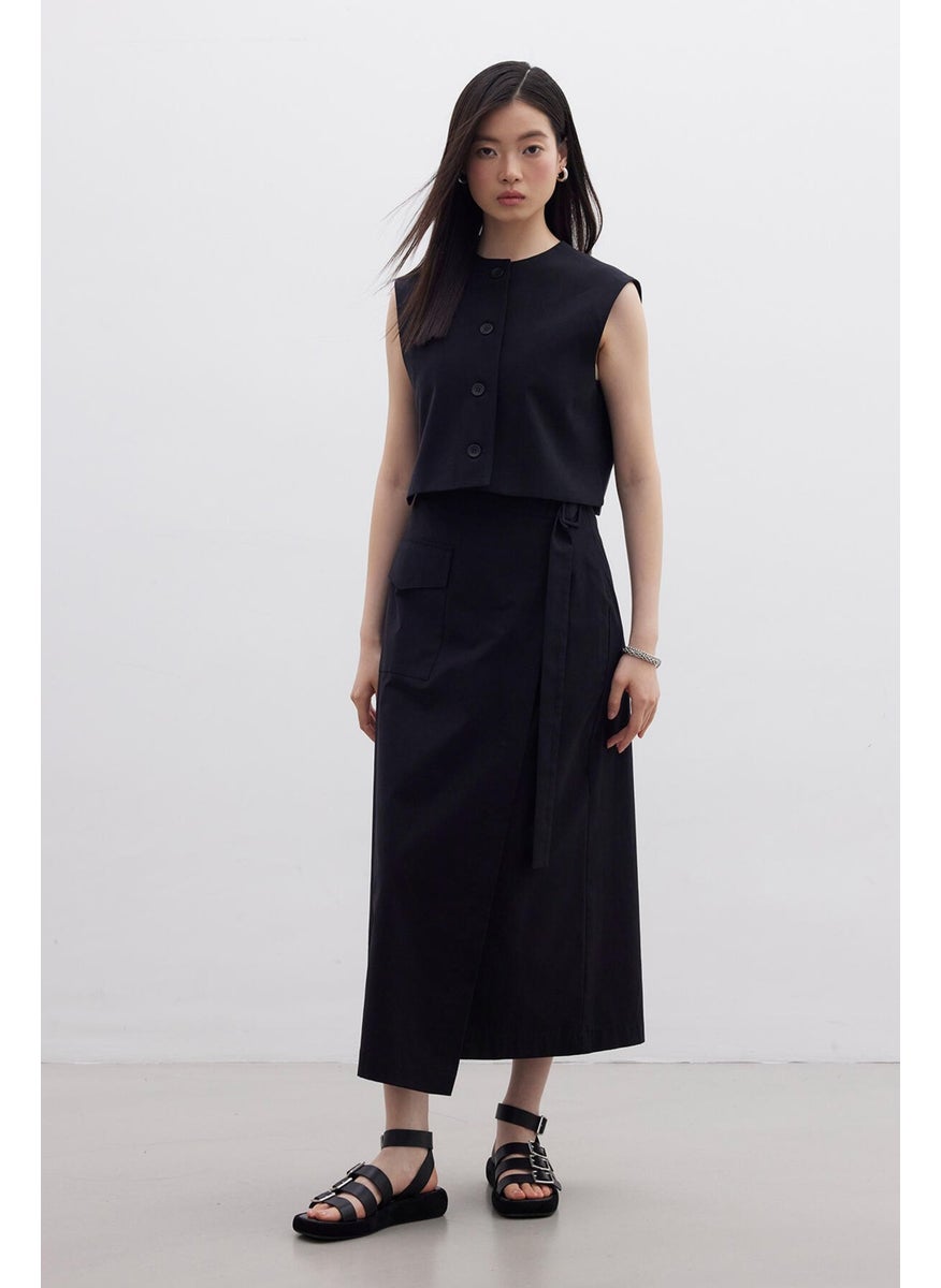 Manuka - Double Breasted Pocket Detailed Skirt Black - Image 1