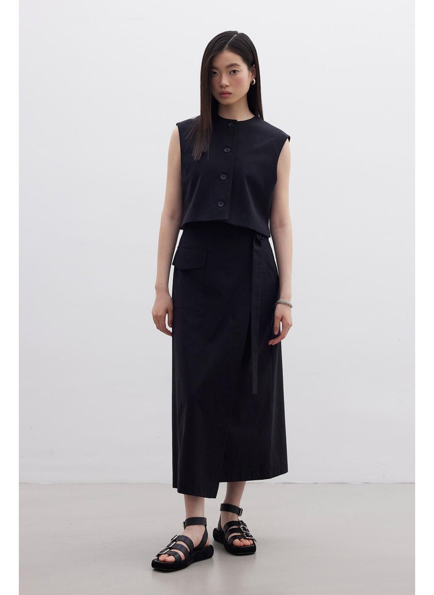 Manuka - Double Breasted Pocket Detailed Skirt Black - Image 1