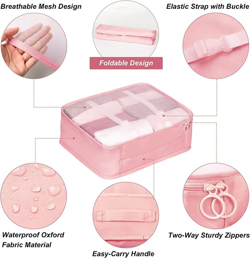 OxbOw Travel Organizer Pouch, Packing Cubes For Travel, Cloth Organizer For Travel, Suitcase Organizer For Travelling, Packing Bags For Travelling (Pink, 7 SET CHINA) - Image 3