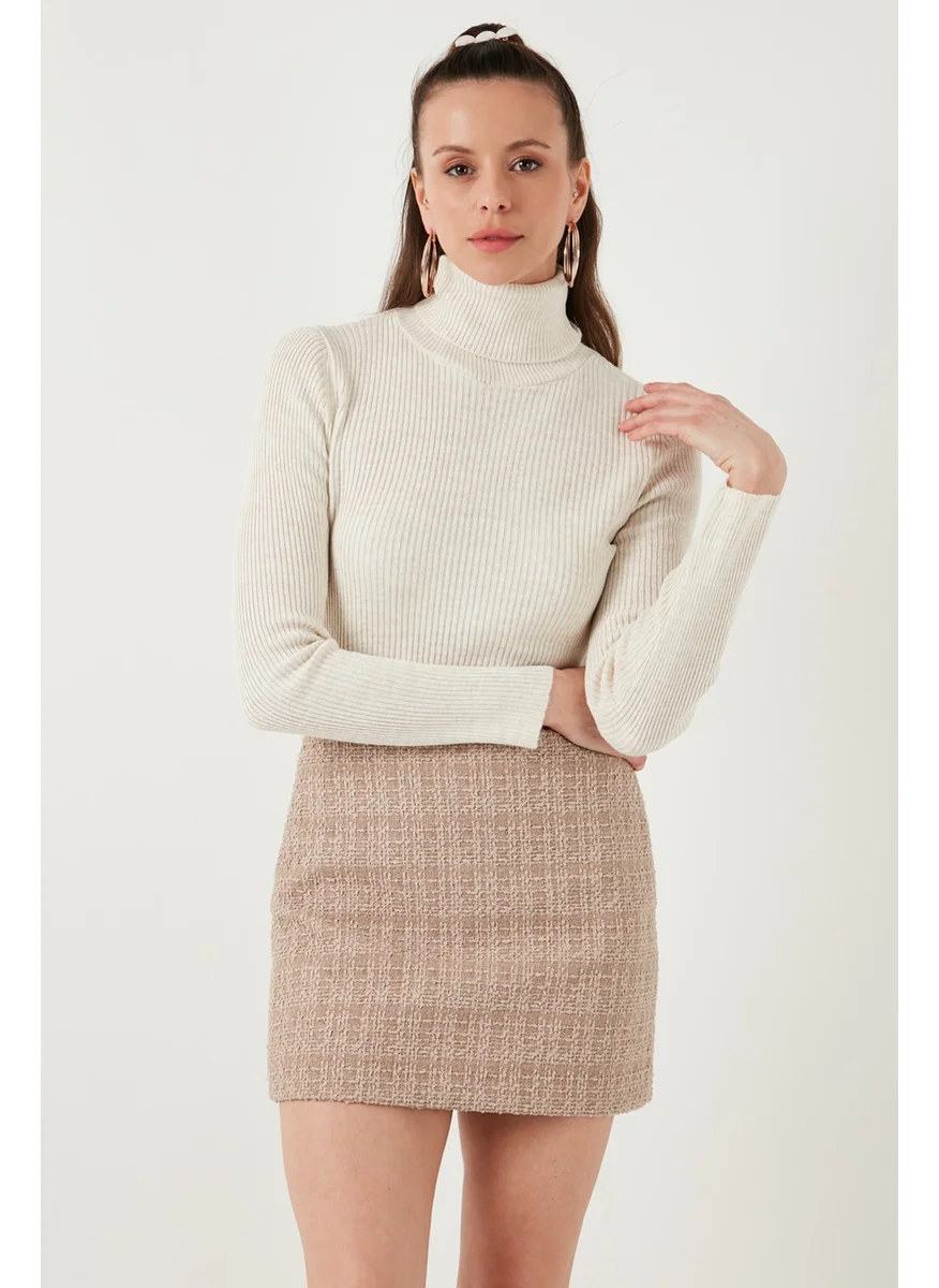 ليلا Ribbed Regular Fit Turtleneck Soft Acrylic Sweater Women's Sweater 4614102