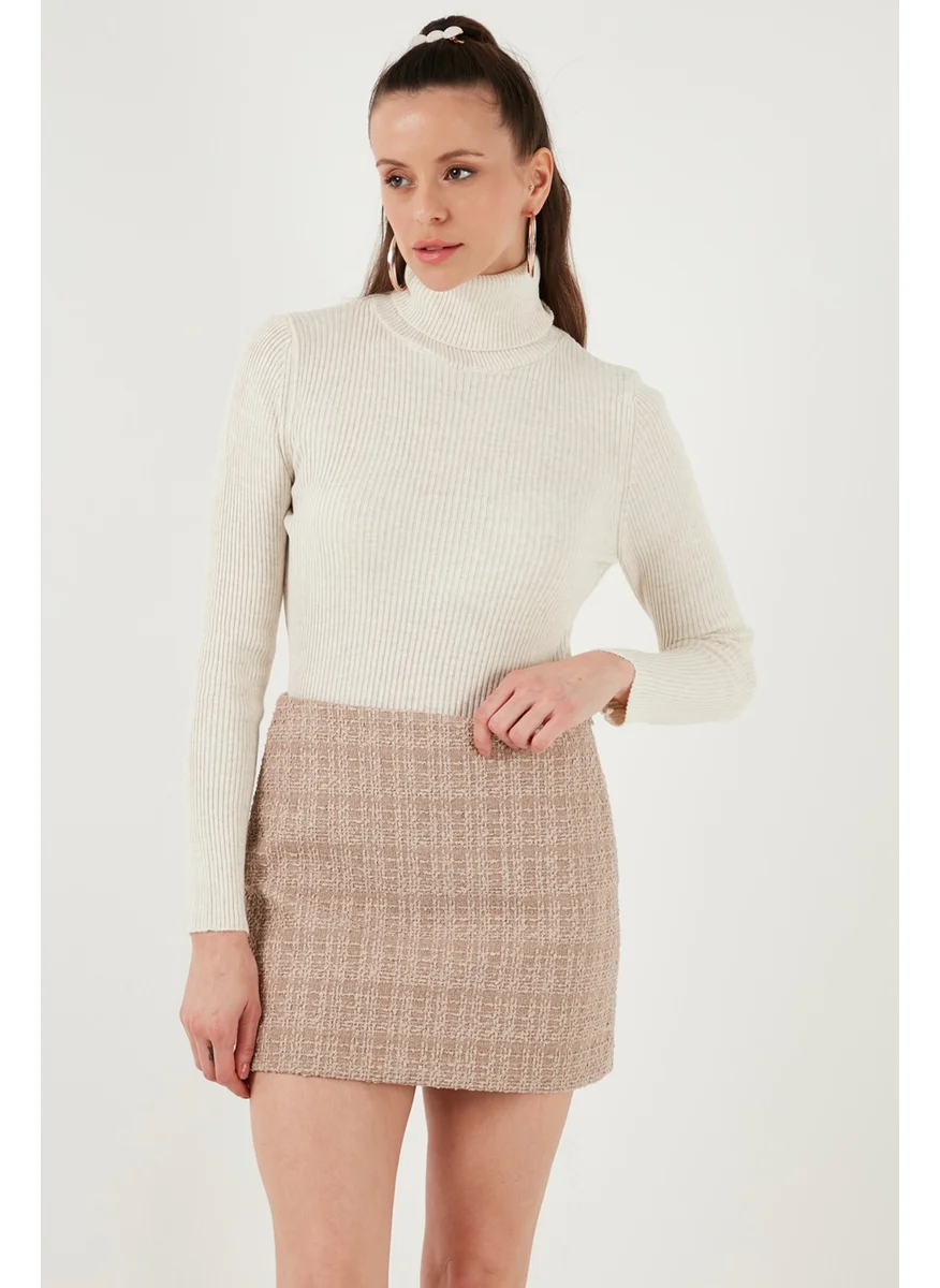 ليلا Ribbed Regular Fit Turtleneck Soft Acrylic Sweater Women's Sweater 4614102